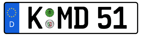 Beispiel für deutsches KFZ-Kennzeichen