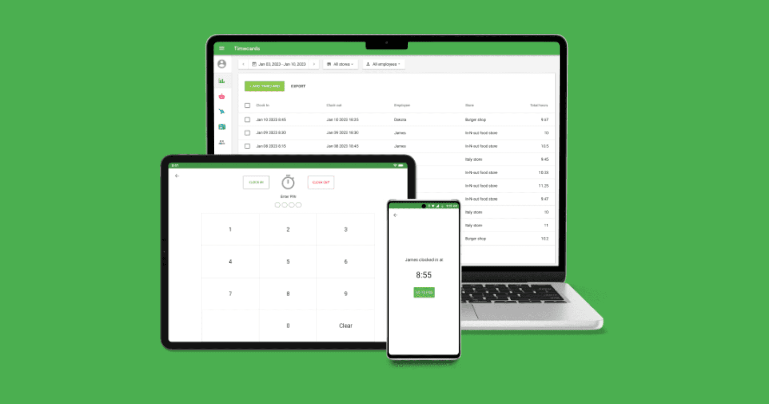 Loyverse POS on a laptop, tablet, and phone