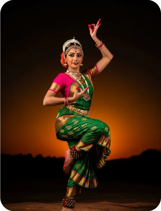 A dancer performing bharatanatyam