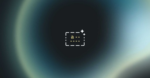 A gradient background with an illustration of a card in the centre. The card has a letter a and a sparkle in the top-right corner