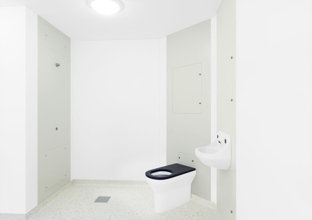 Hygipod Safe layout showing range of 45+ available PVC color finishes