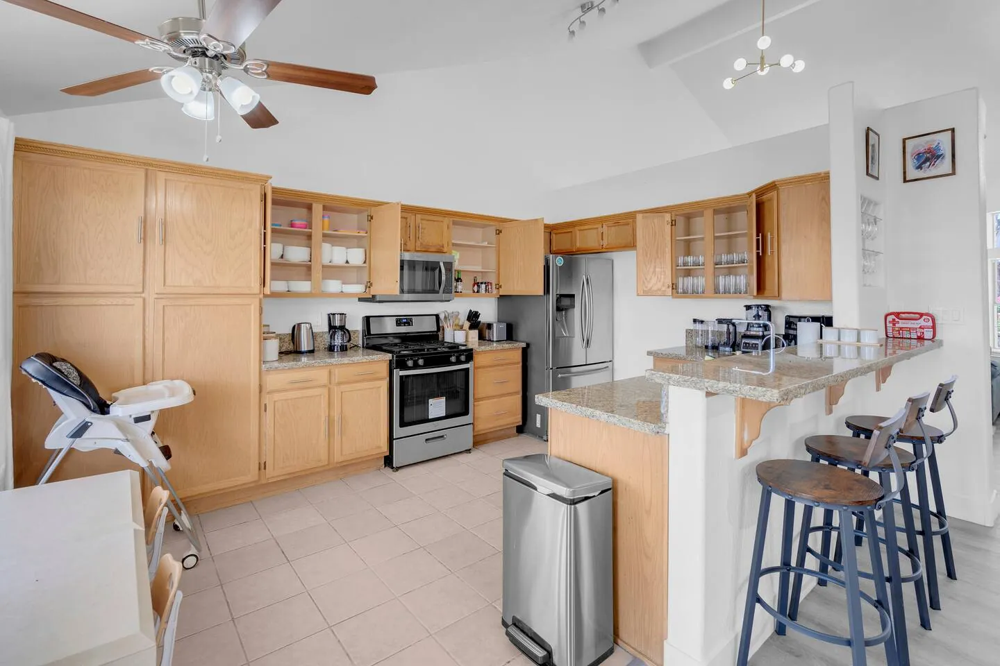 Full Kitchen - coffee maker, hot water kettle, air fryer, blender, food processor, baking, toaster, silverware, cups, SuperHero Retreat in North Las Vegas