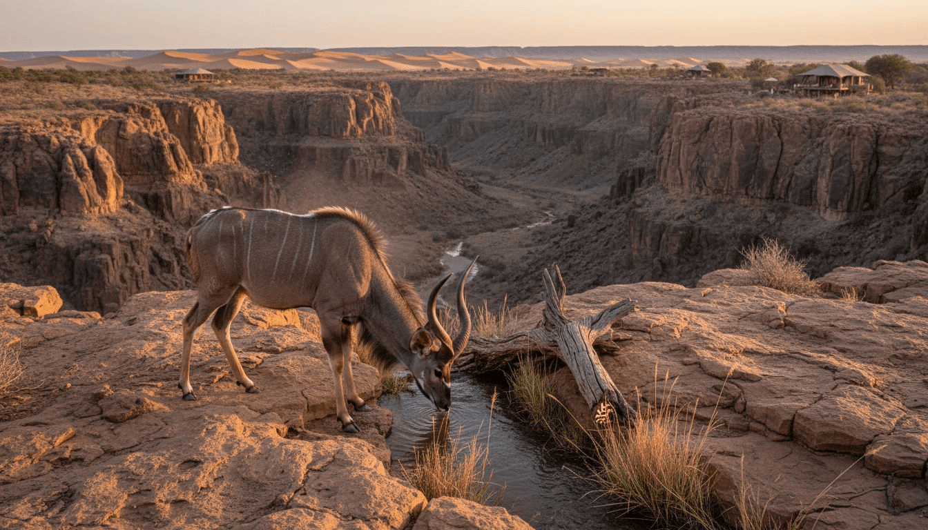 Kudu near stream in Fish River Canyon