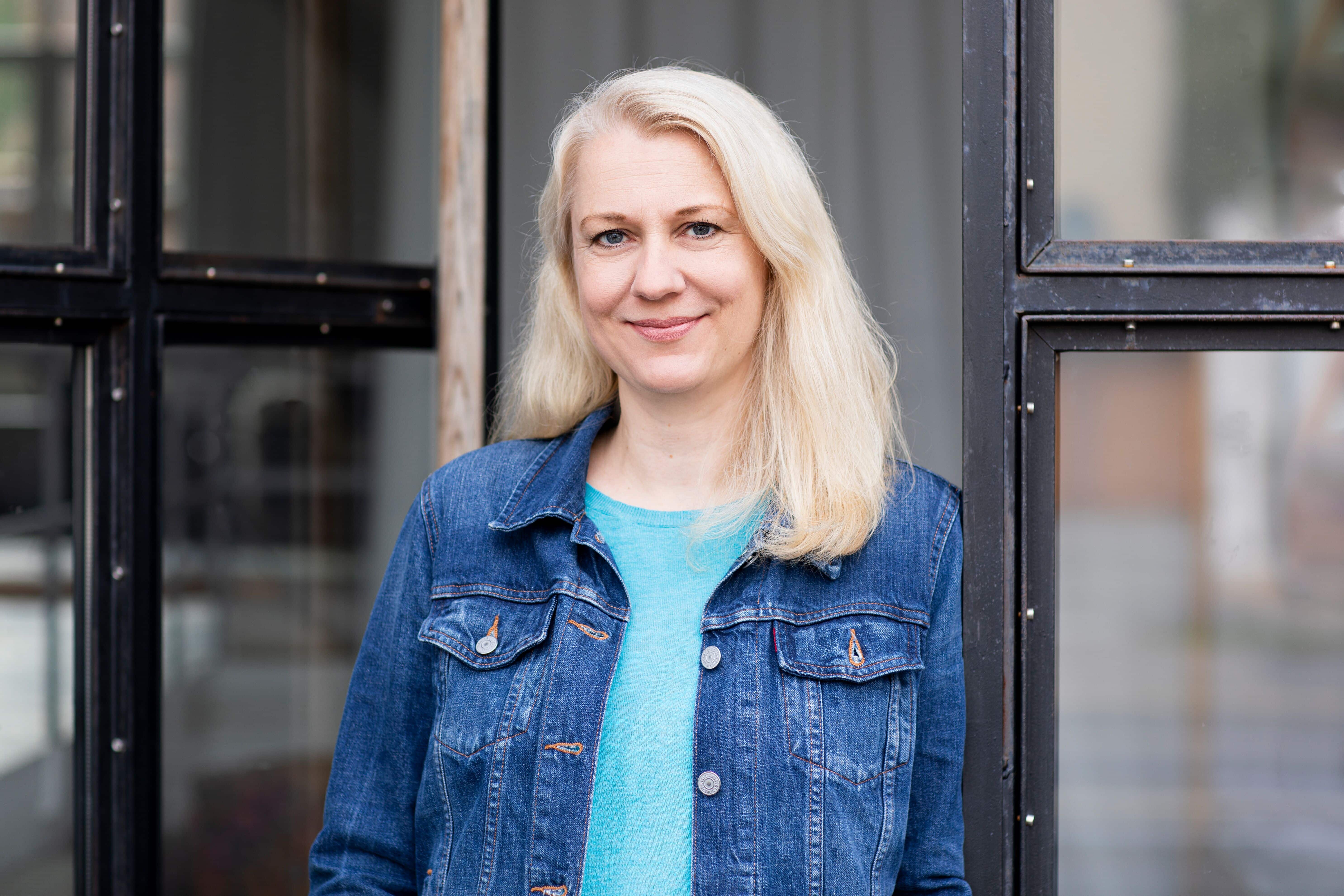 man in black leather jacket