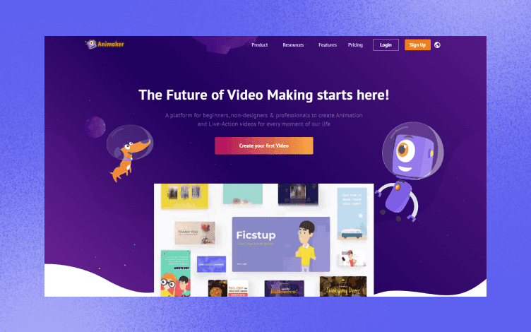 Animaker’s homepage