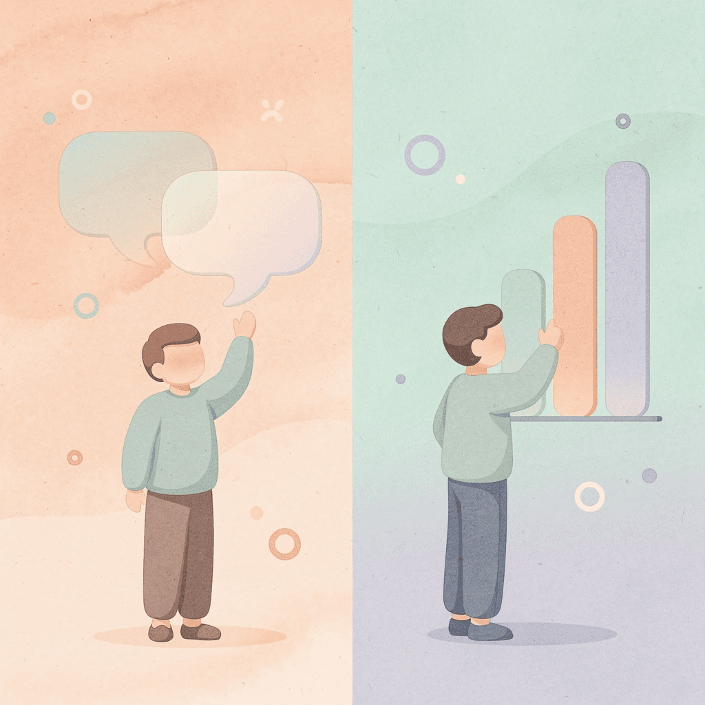 Scene illustration contrasting two different platform approaches for businesses