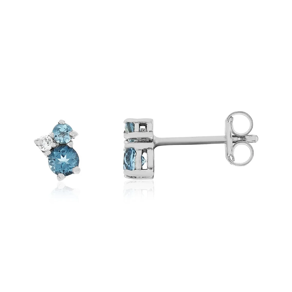 Boucles d'oreilles en or blanc 375 sertie de topazes