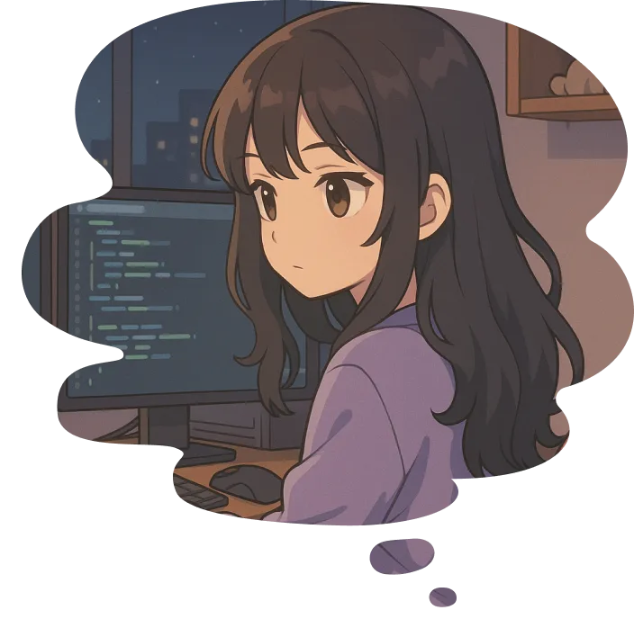 パソコンを打つ女性のイラスト