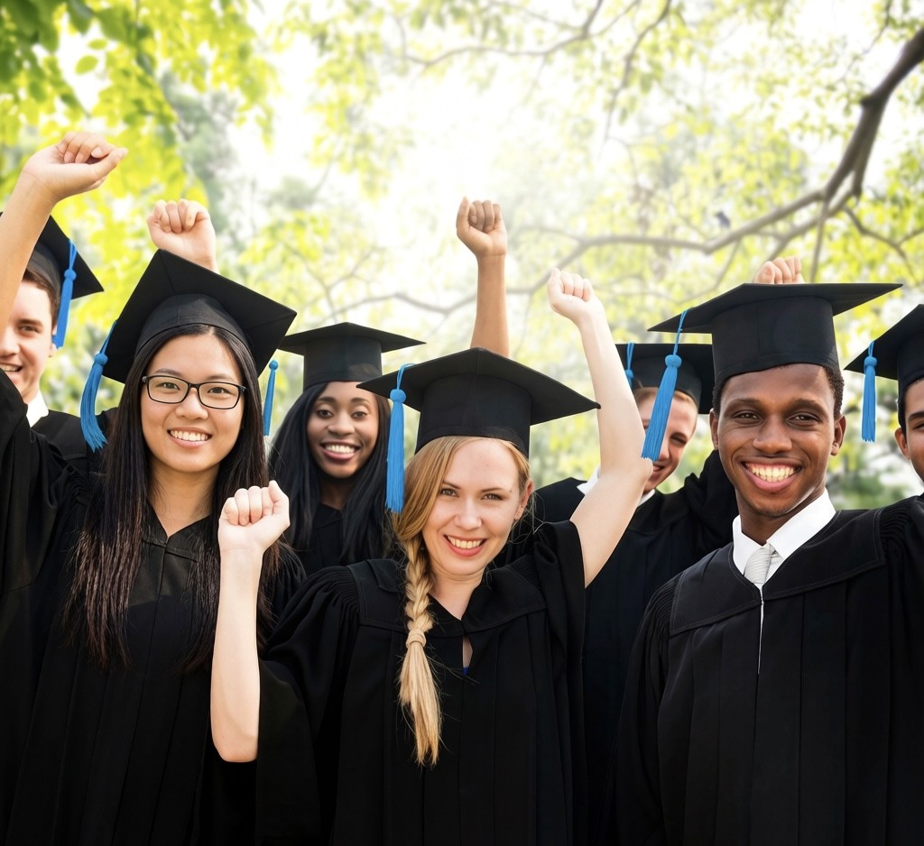 Diverse group of international students graduating in China