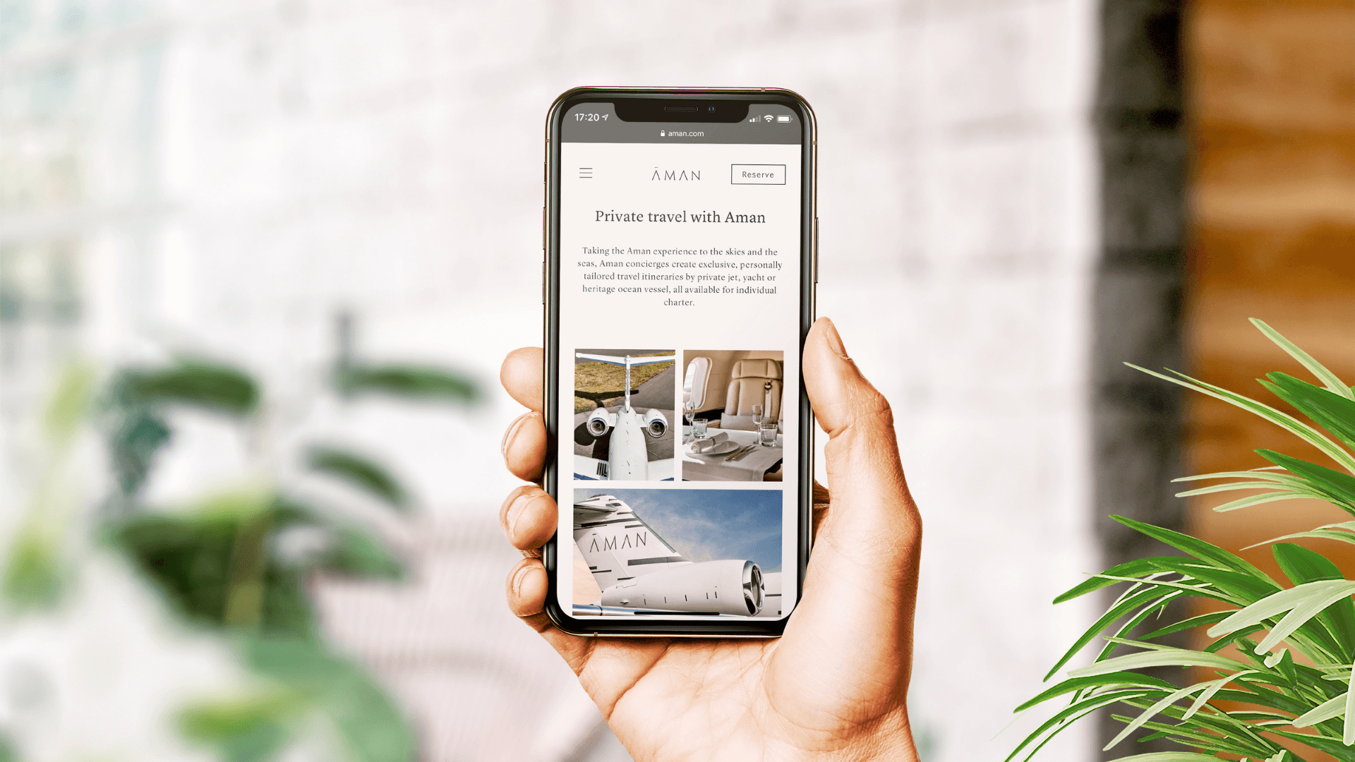 Aman resorts website on mobile