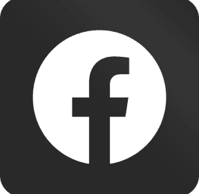 Facebook logo icon on a dark background, featuring a stylized letter "f" in a circular shape.