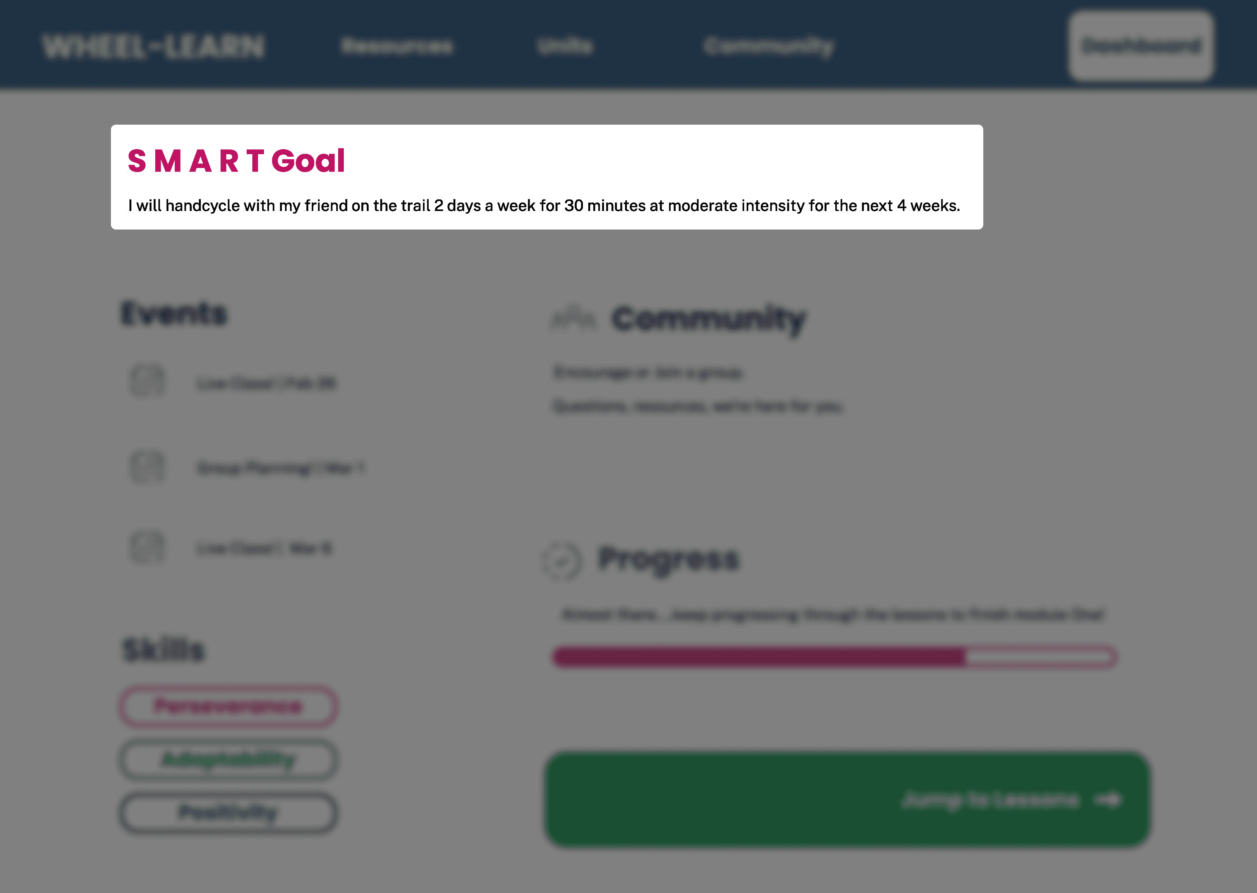 A mockup image that highlights the SMART Goal header that is written in pink.