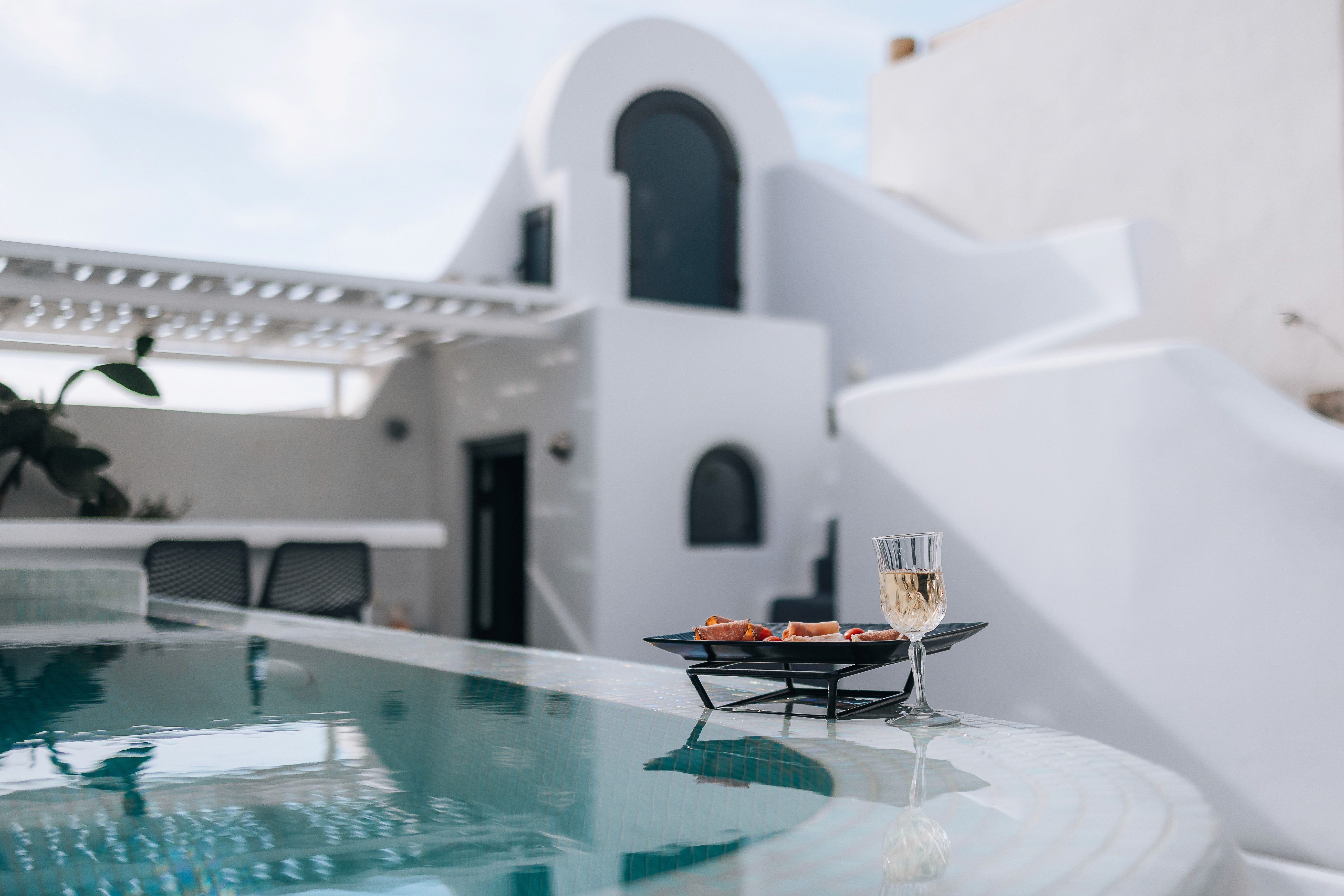 Breakfast at your private pool in santorini