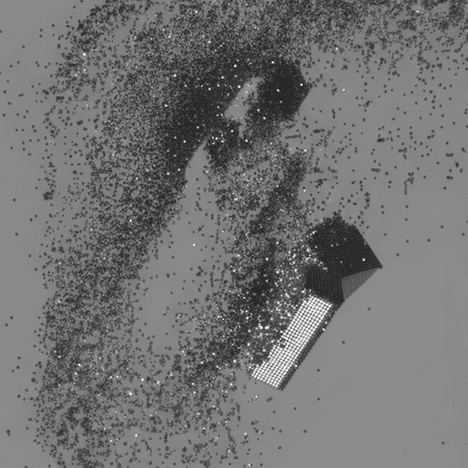 Angular abstract structure formed from intersecting geometric elements.