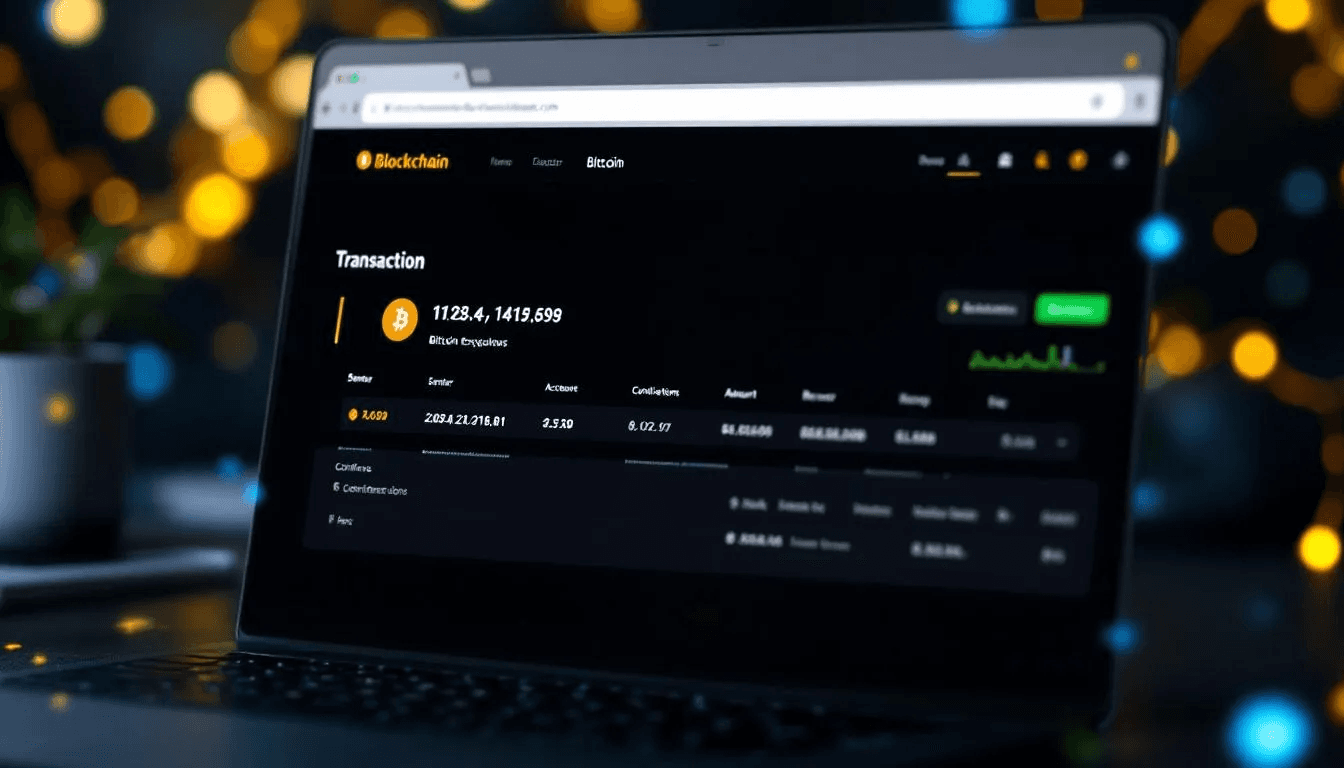 The image shows a blockchain explorer interface displaying a confirmed bitcoin transaction with multiple confirmations. It highlights transaction details including the transaction ID, recipient's wallet address, and the associated transaction fee, illustrating the process of sending bitcoin securely through the bitcoin network.