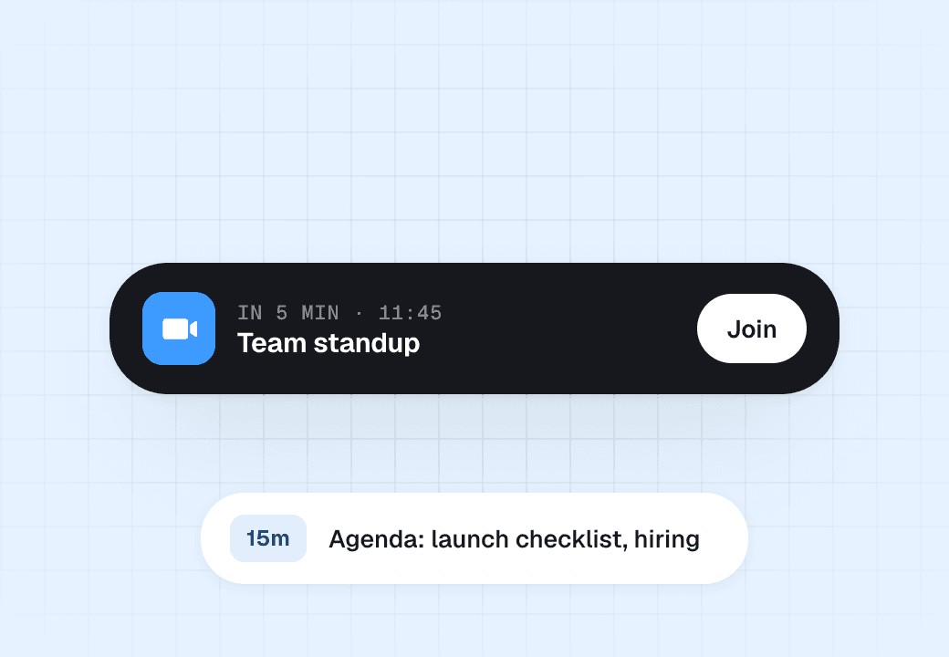 Standup reminder with a Join button