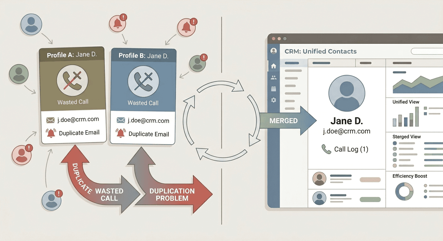 Duplicate contacts in CRM causing wasted calls and duplicate outreach messages