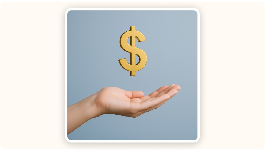 Dollar symbol above hand