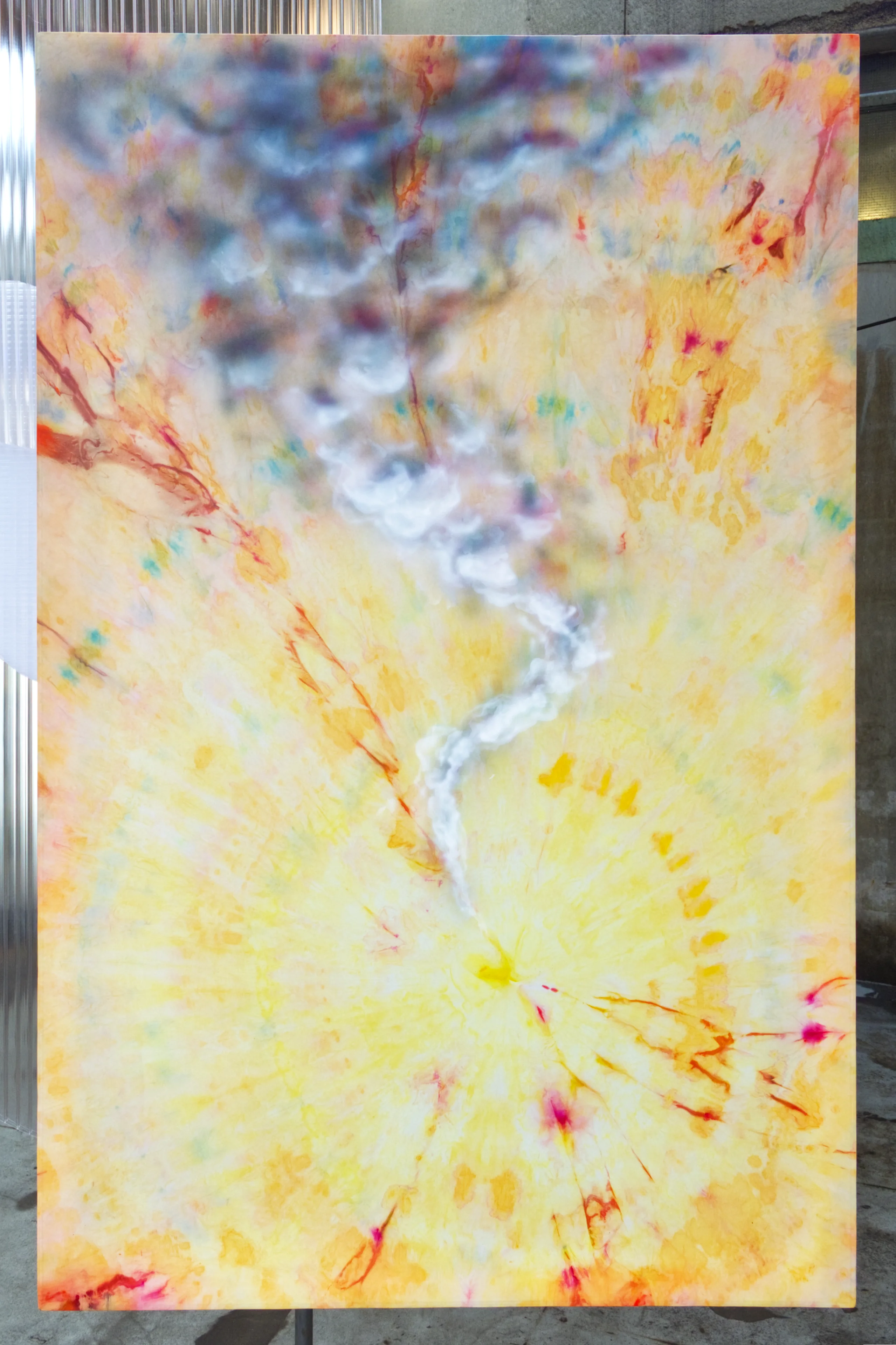 "Hope 1", conceptual abstract painting of trippy clouds by Janus Straefer