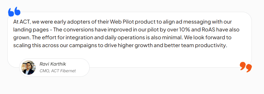 Email A/B testing: customer testimonials for Fibr AI web personalization