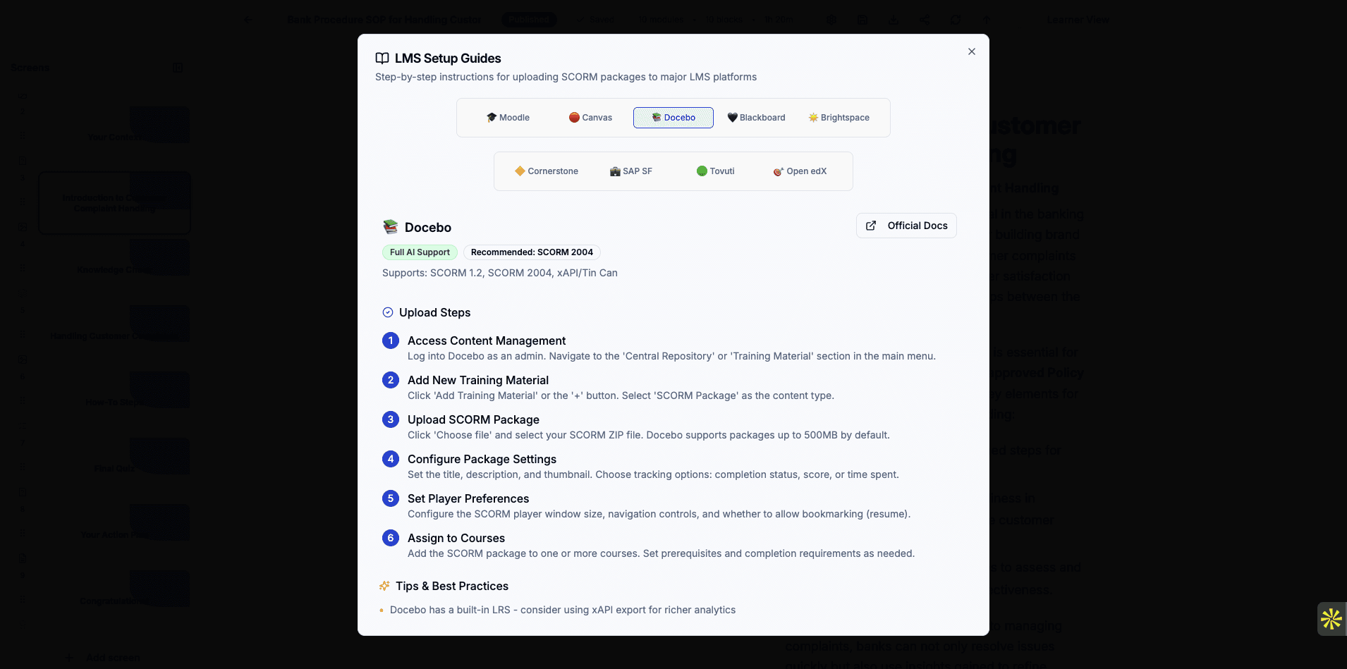 Select Tovuti to see the setup guide for Tovuti LMS integration.
