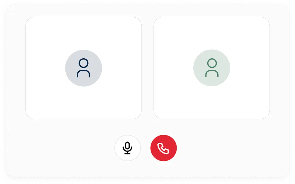 Two-person video call interface representing a one-on-one coaching session.