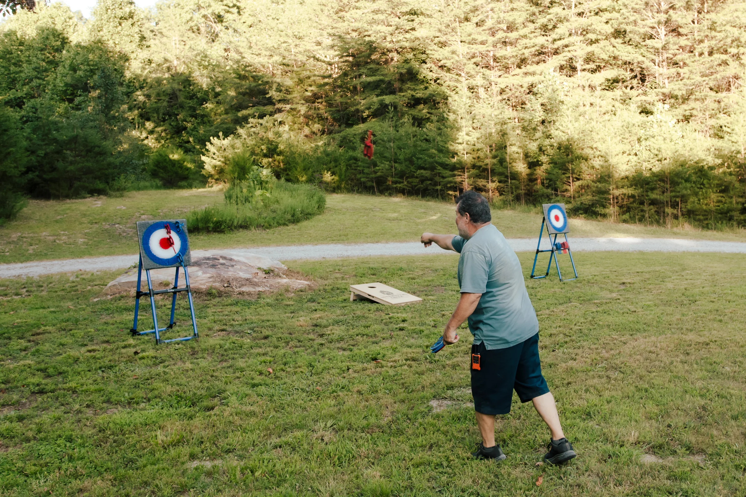 Man throwing an axe