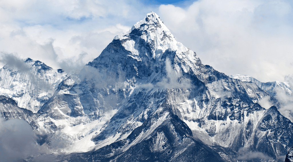 Tall mountain with indicating upwords growth