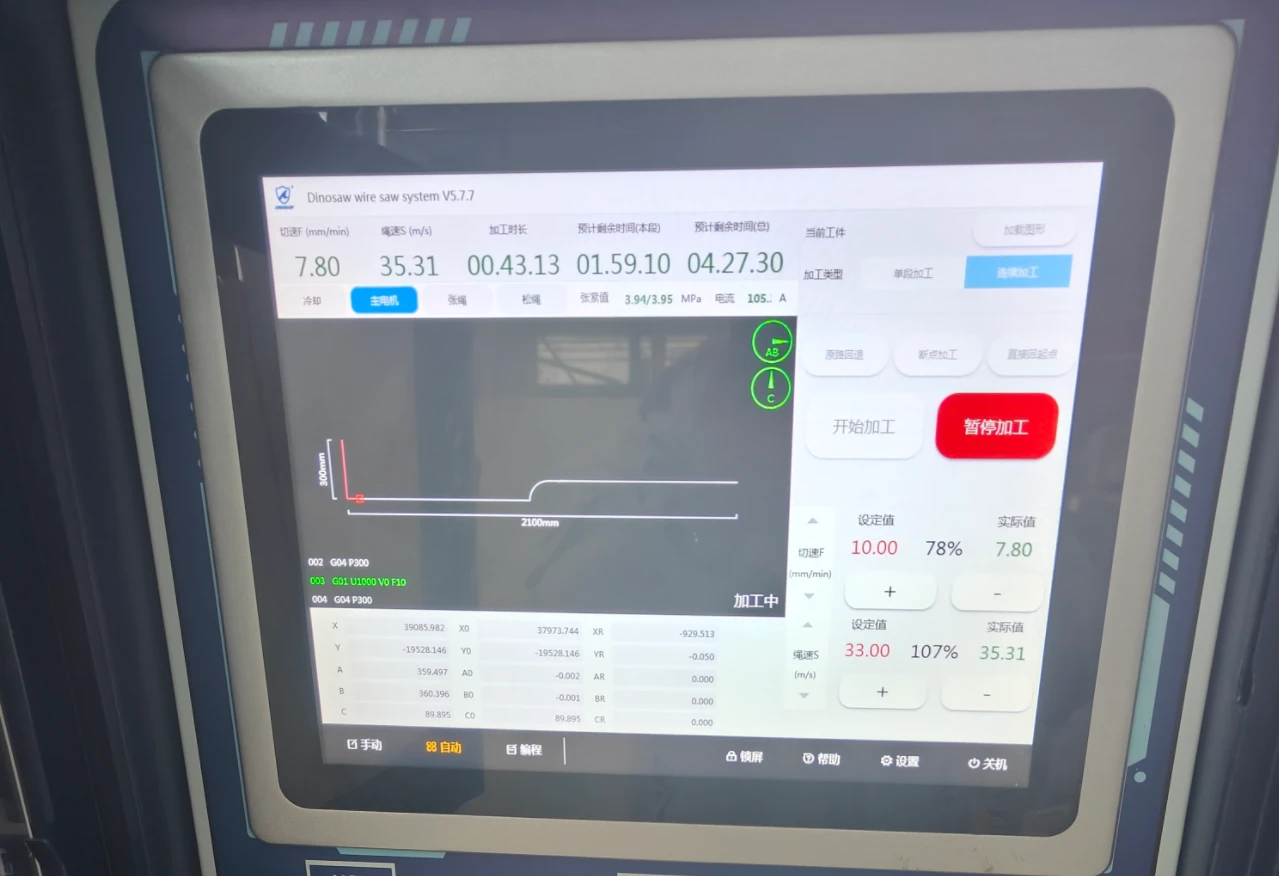 CNC control system of DINOSAW wire saw machine