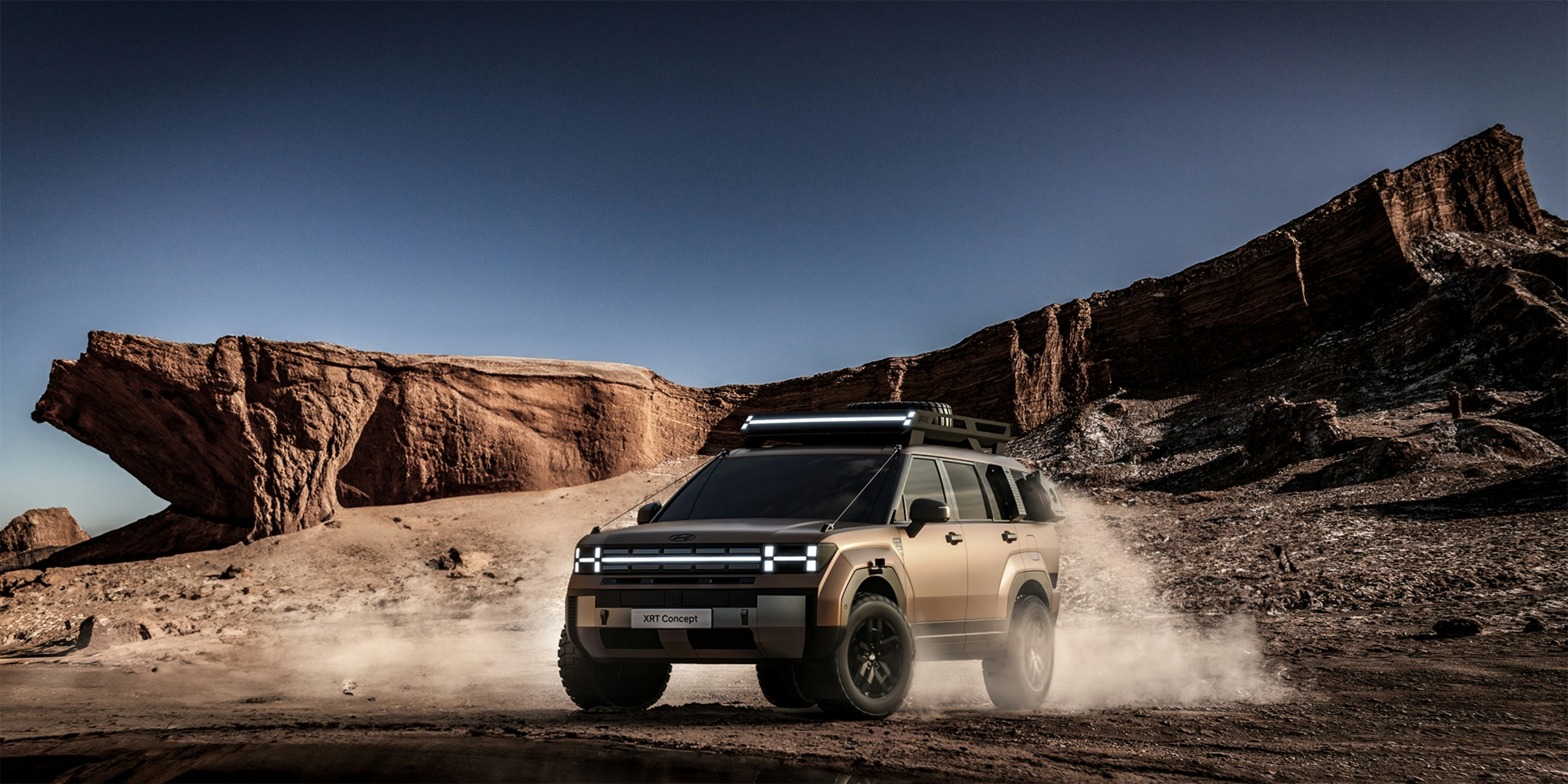 Car driving in the desert.