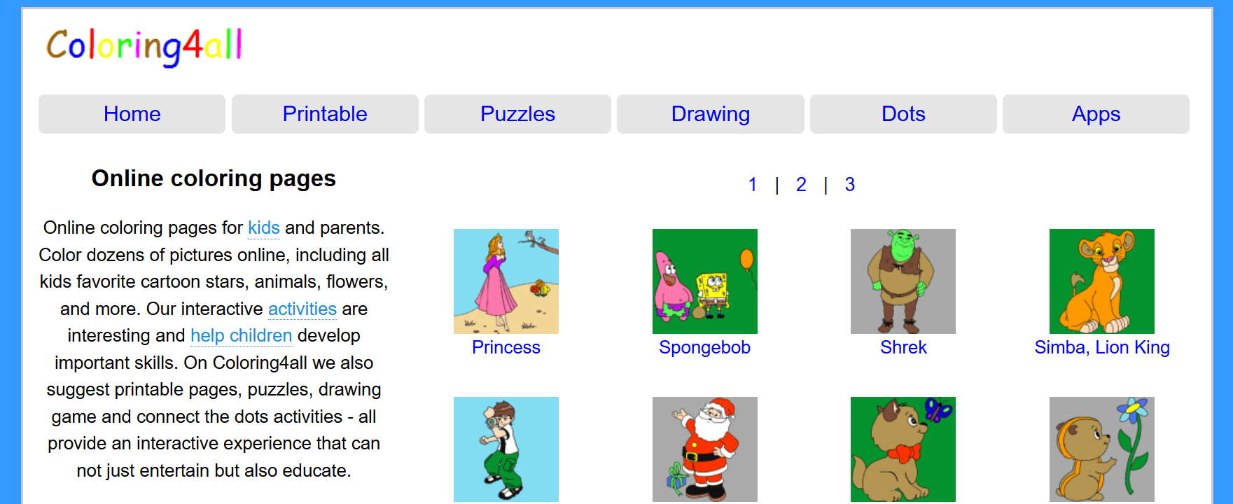 coloring4all - Coloring Websites for Kids