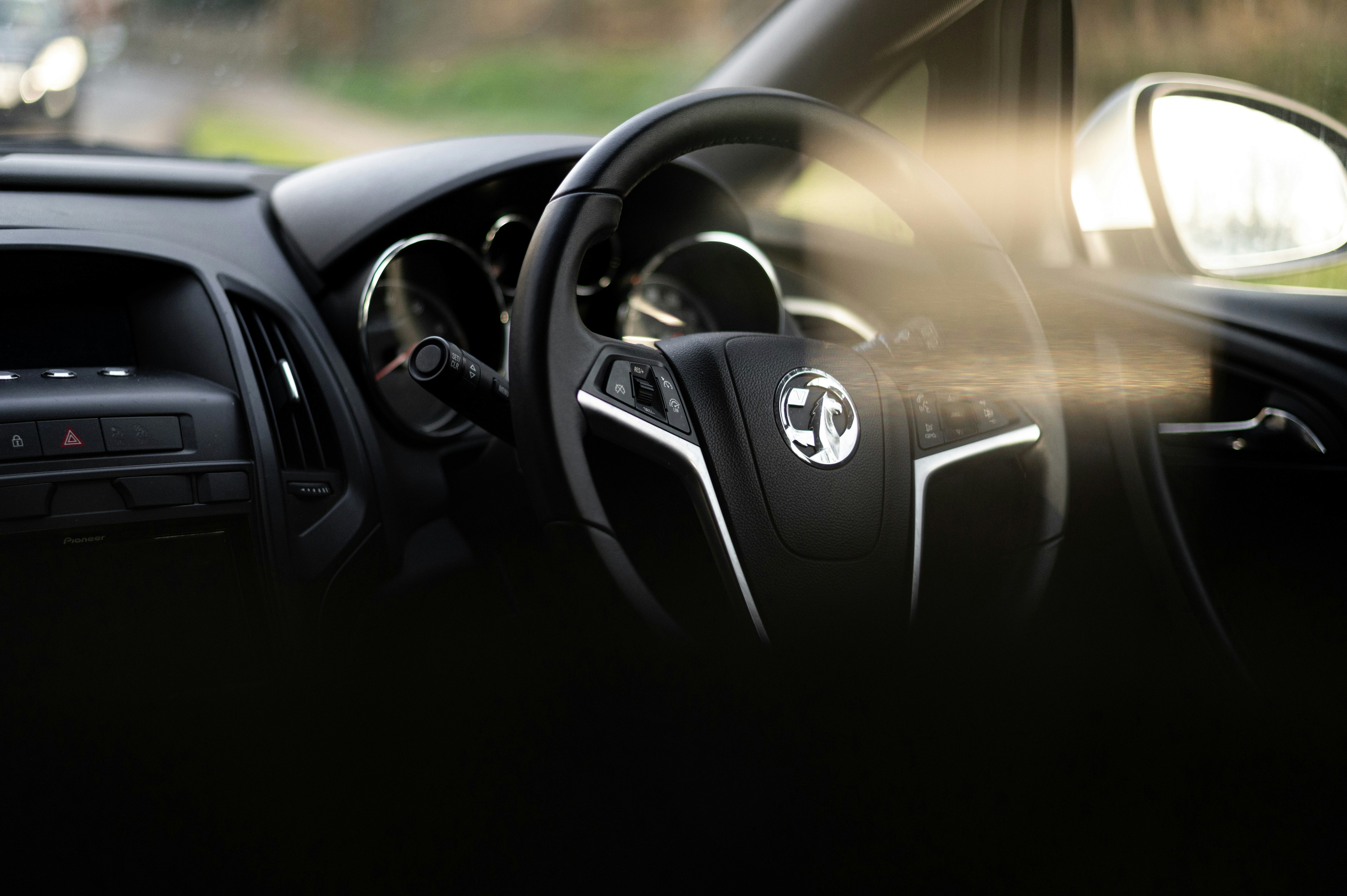 Car interior with long exposure