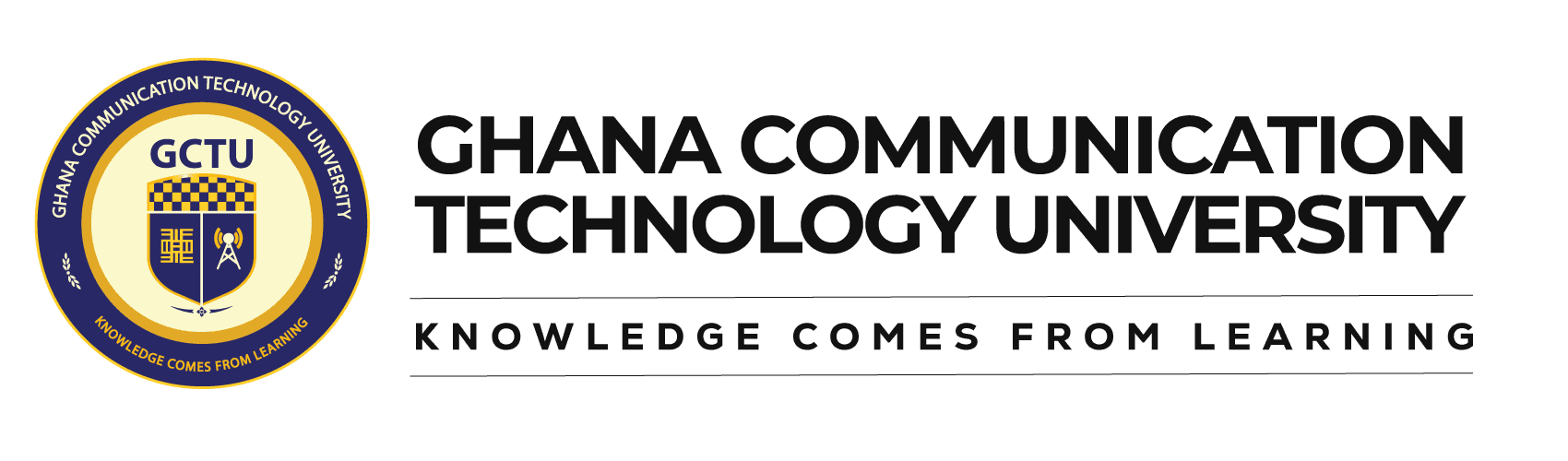 Ghana Communication Technology University logo with a circular badge and blue text.