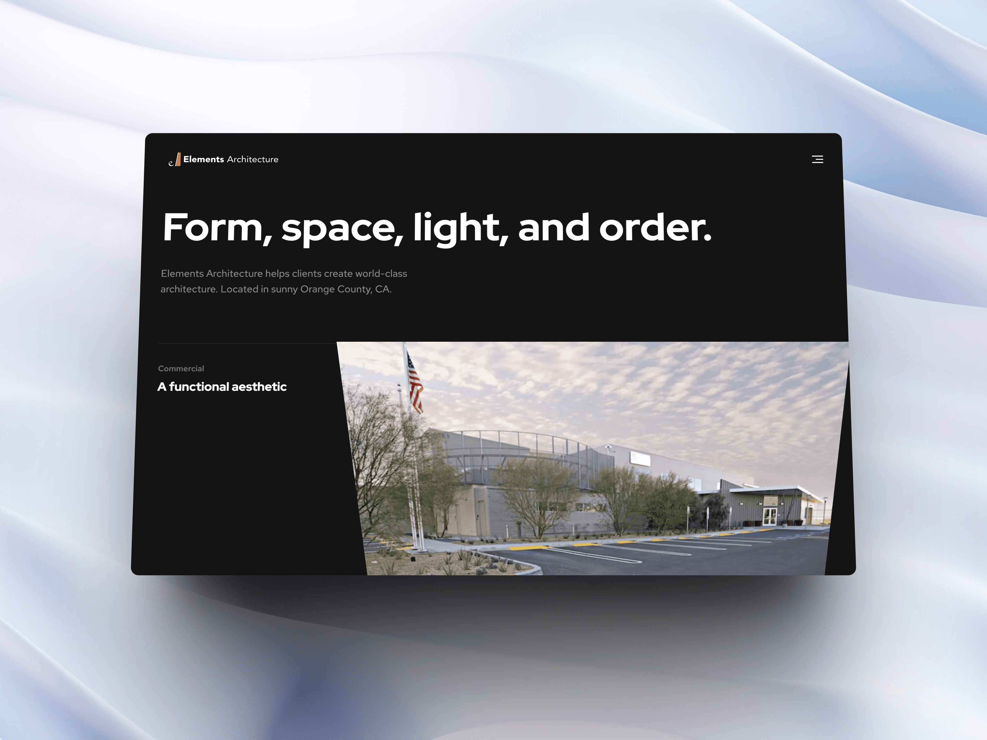 Screen from a fictional website on a purple gradient background