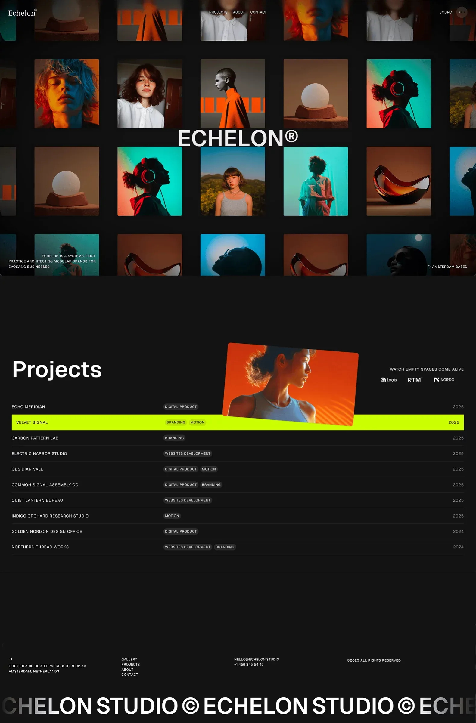 Echelon Studio - Digital Design & Creati portfolio page screenshot showcasing Design and Photography design