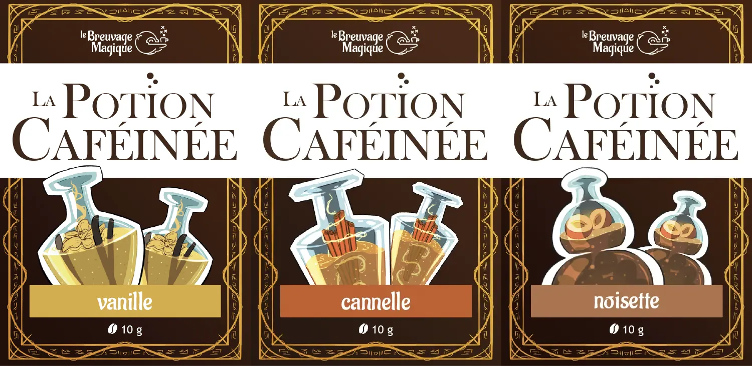  Packaging du café de la Potion Caféinée, Le Breuvage Magique