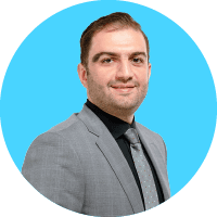 Man browsing on tablet