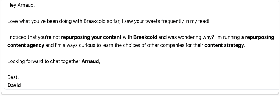 Cold Email Template 2 | Breakcold