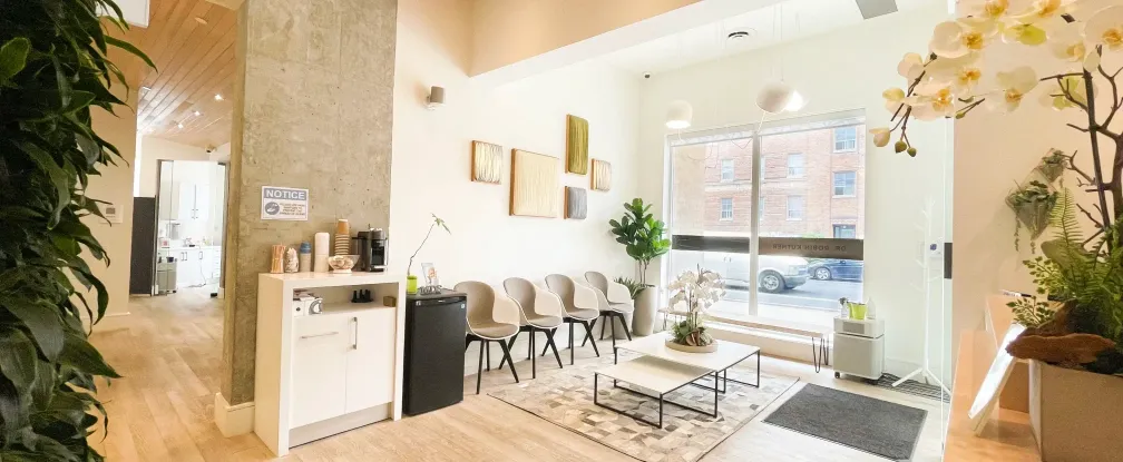 Dental reception and waiting area for patients at Midtown Dental Studio on Eglinton in Midtown Toronto, Ontario | Best Dentist in Midtown Toronto, Ontario