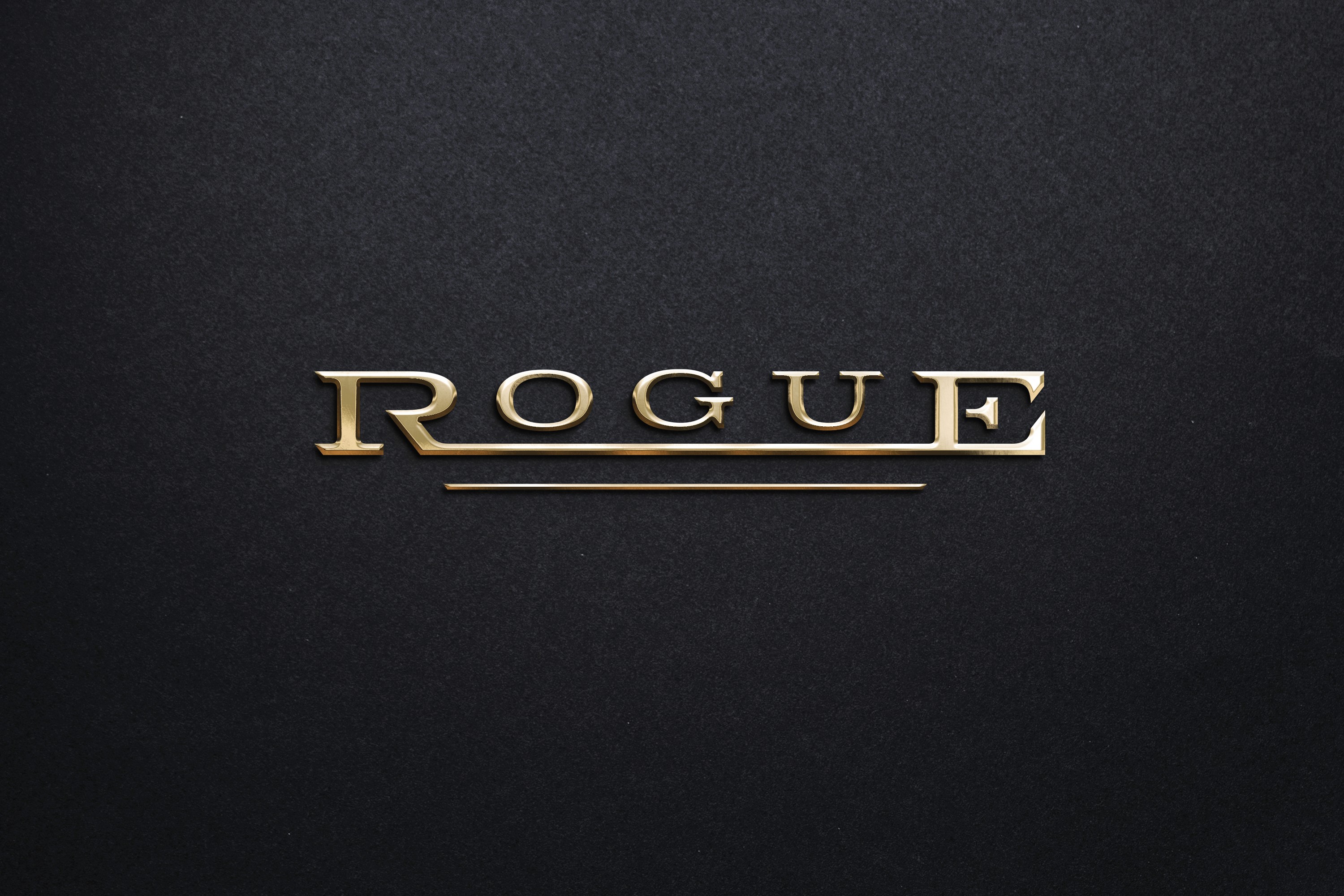 Rogue Vehicle Company gold wordmark on black background