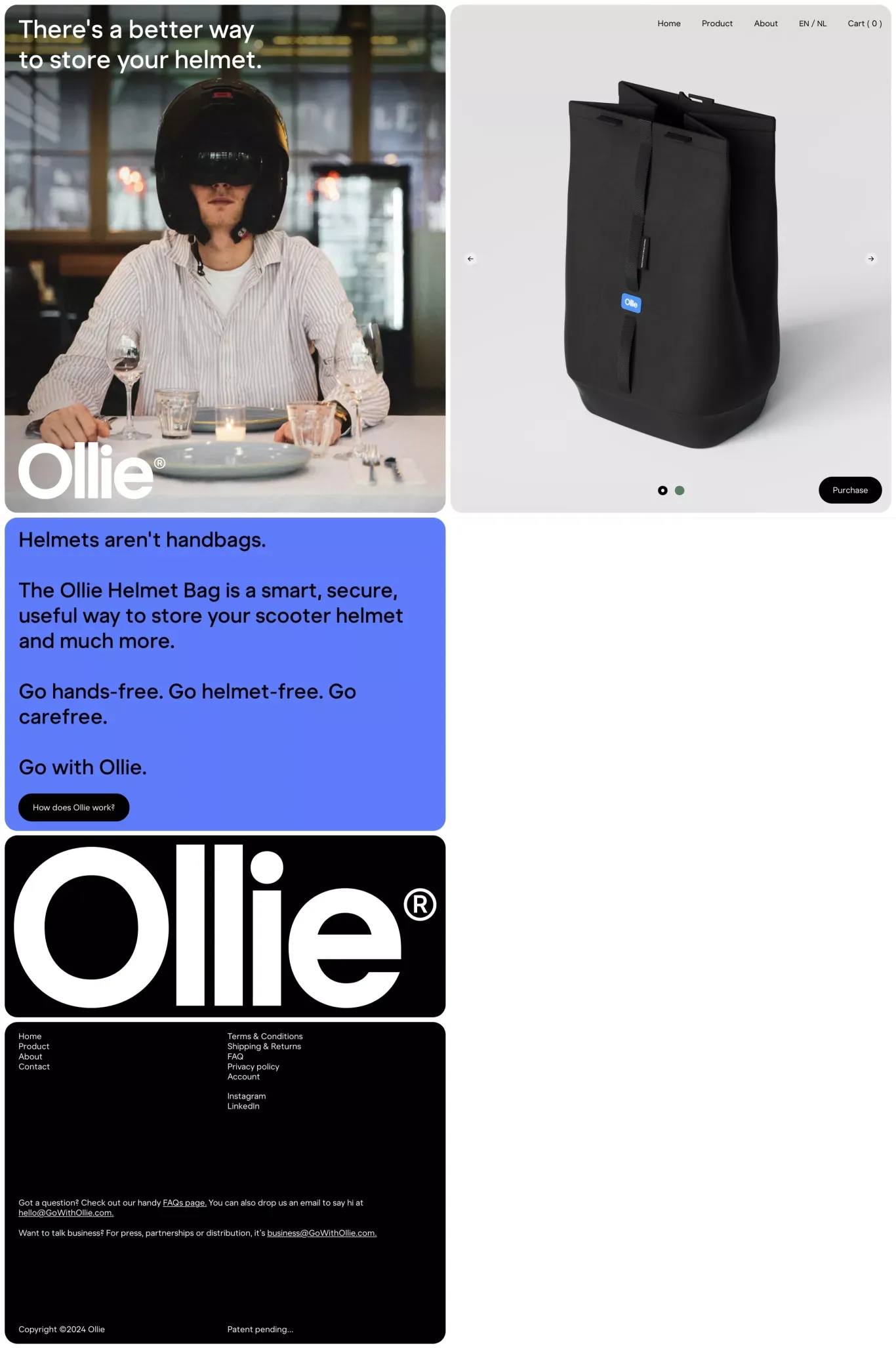 Ollie® ecommerce page screenshot showcasing Fashion and Ecommerce design