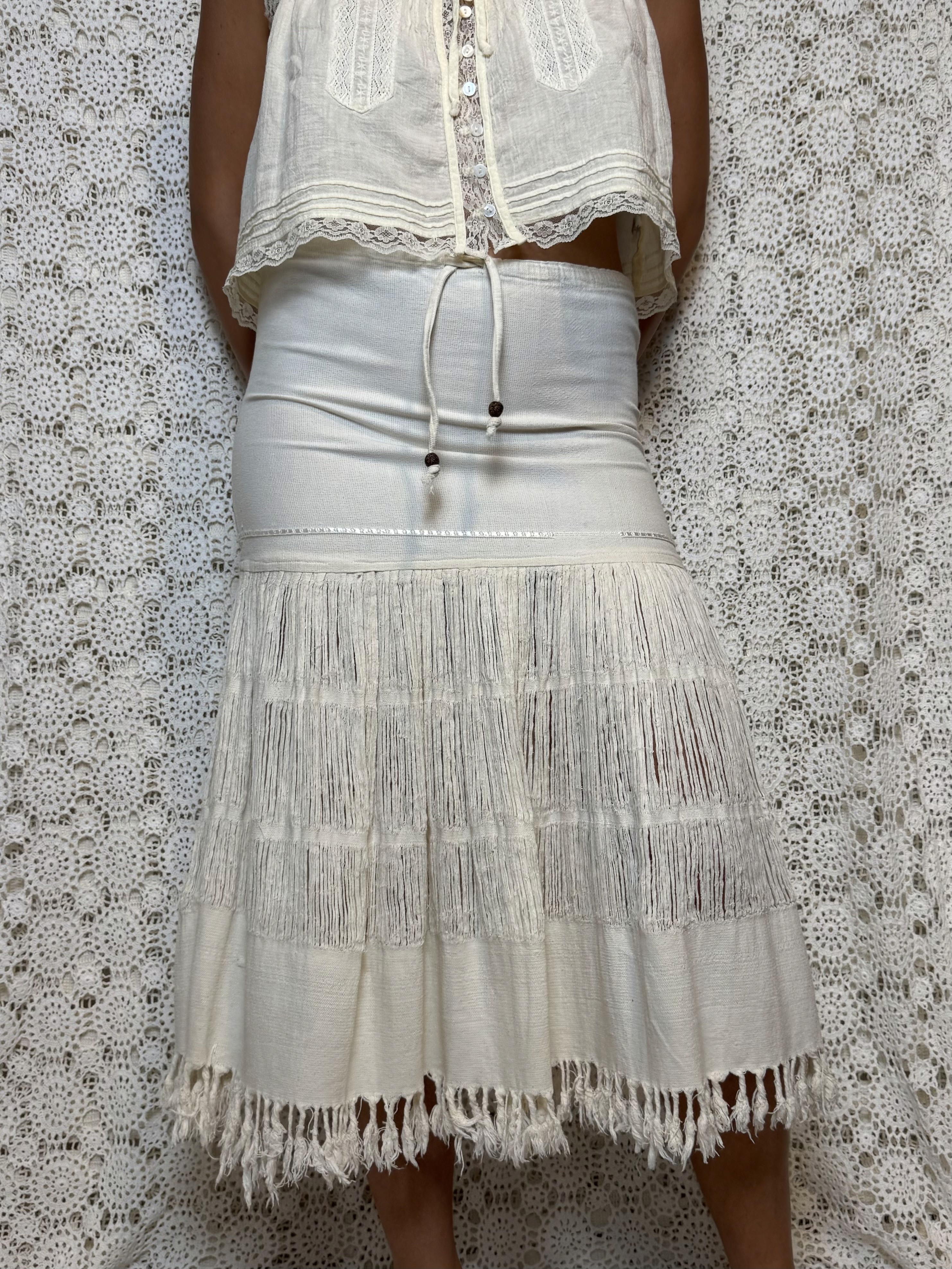 vintage boho tassel maxi skirt