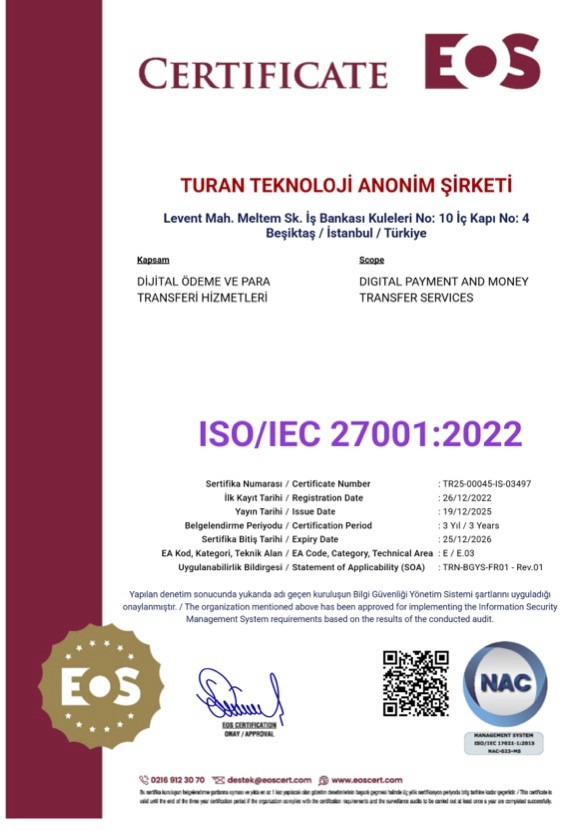Turan APP ISO 22301:2022 Sertifikası