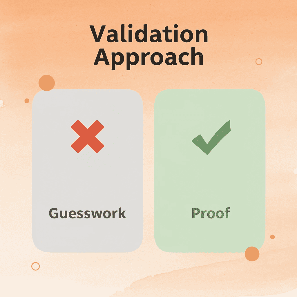  Before and after comparison showing validation approach