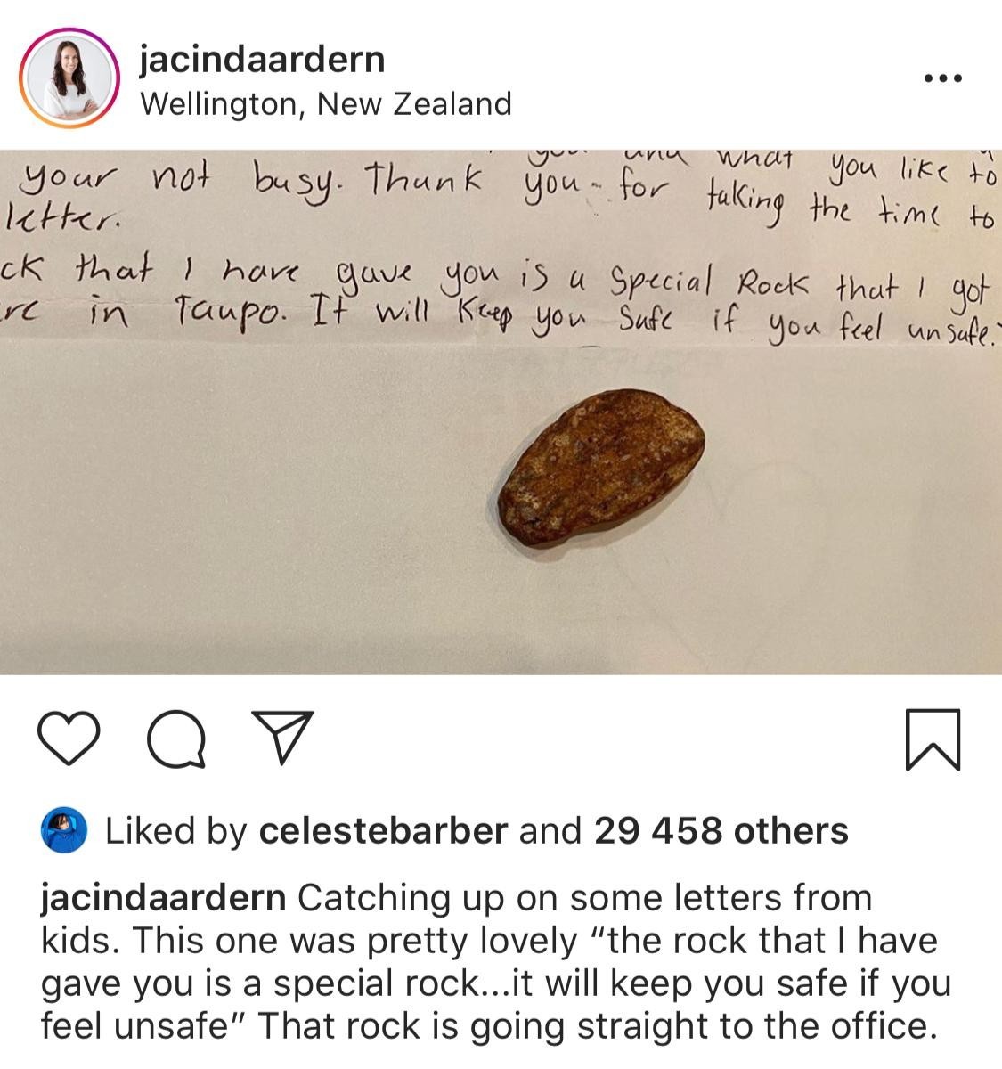 Jacinda Ardern post in Instagram