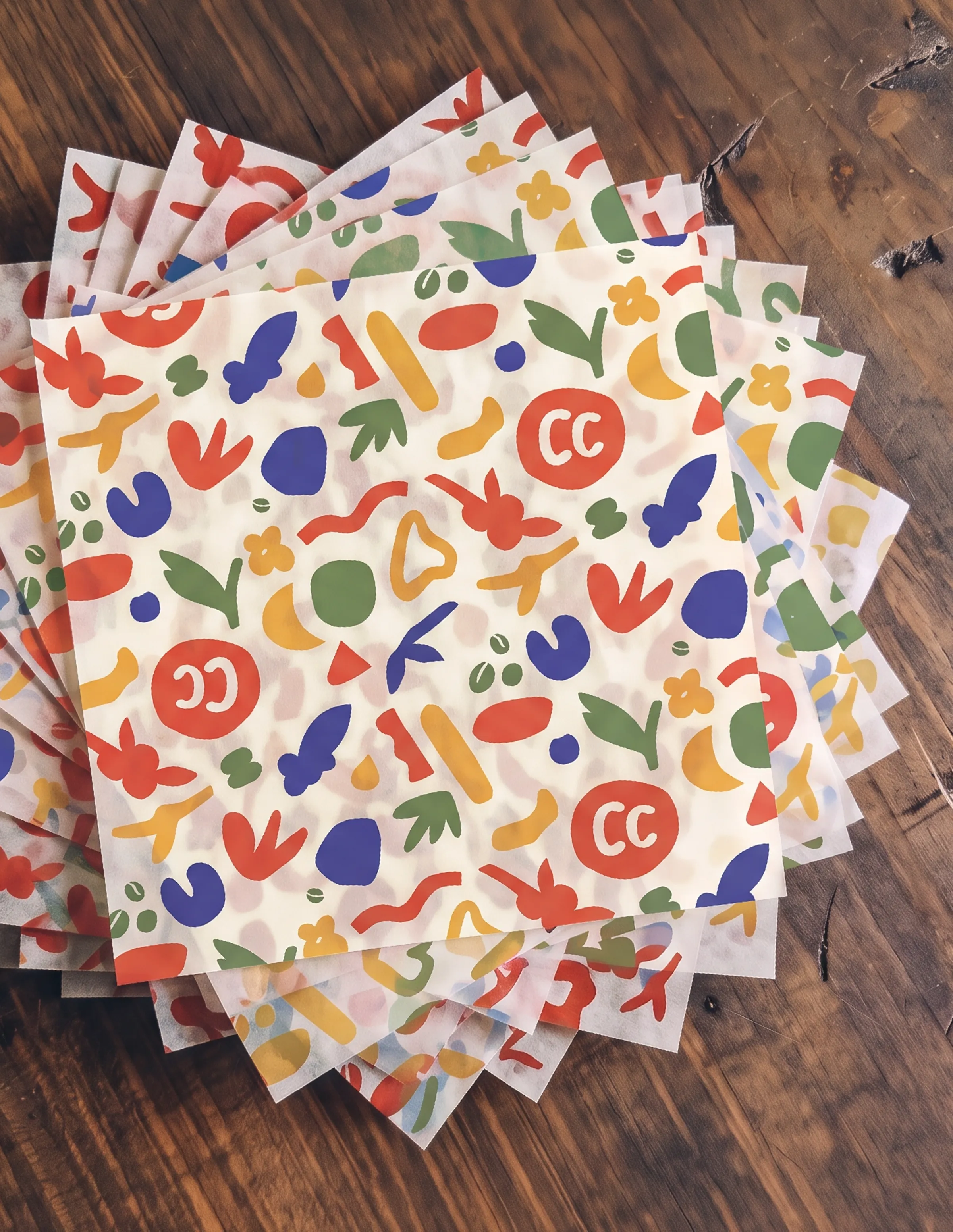 Close-up of the Coffee Creative packaging pattern with coffee plants and CC logomark
