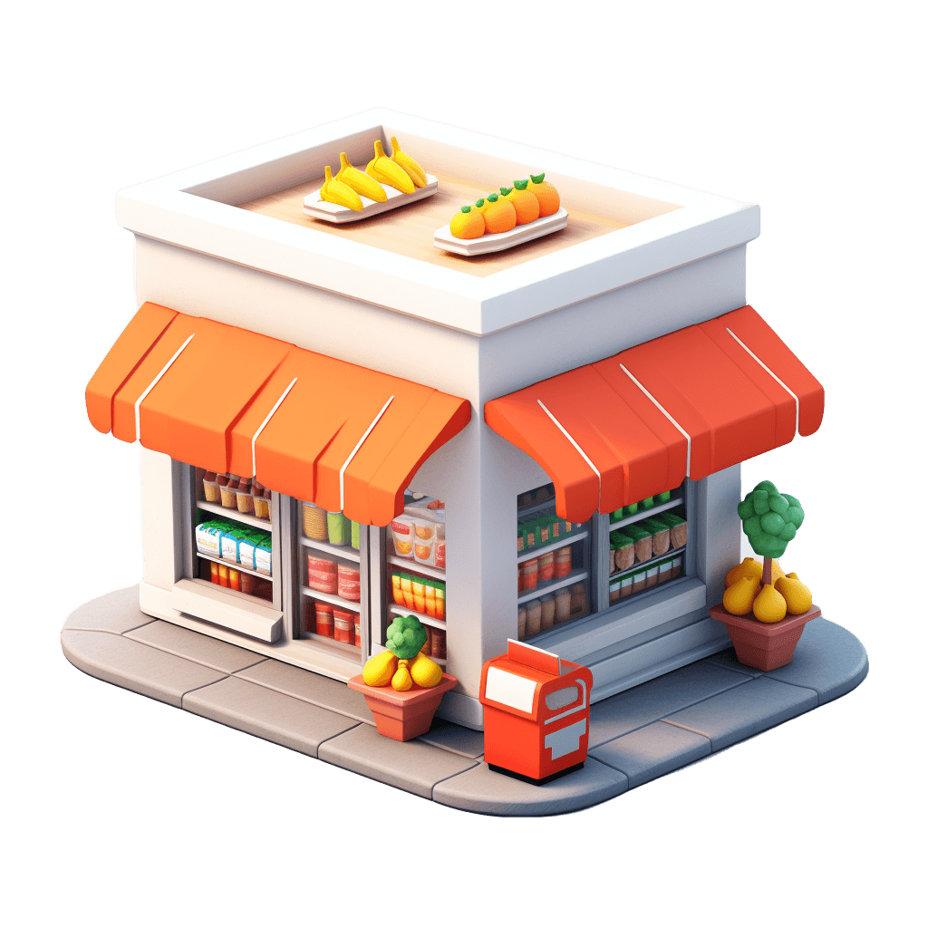 Grocery store 3d icon