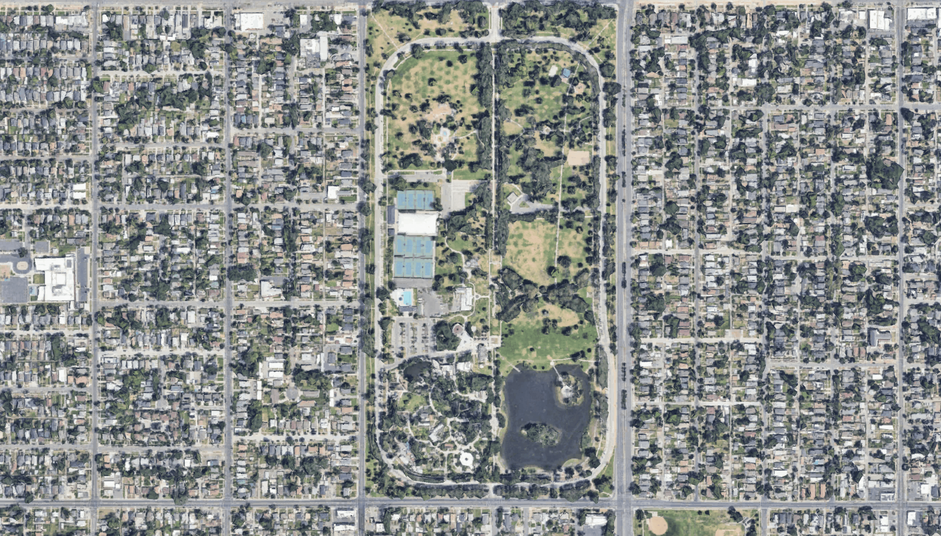 A satellite image of Liberty Park in Salt Lake City Utah