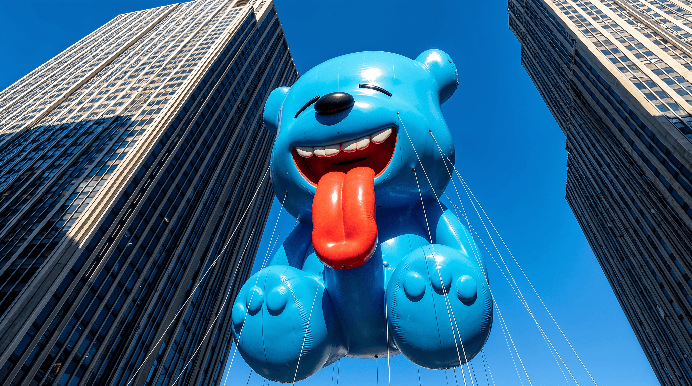 Tree branches reach towards a clear, blue sky.