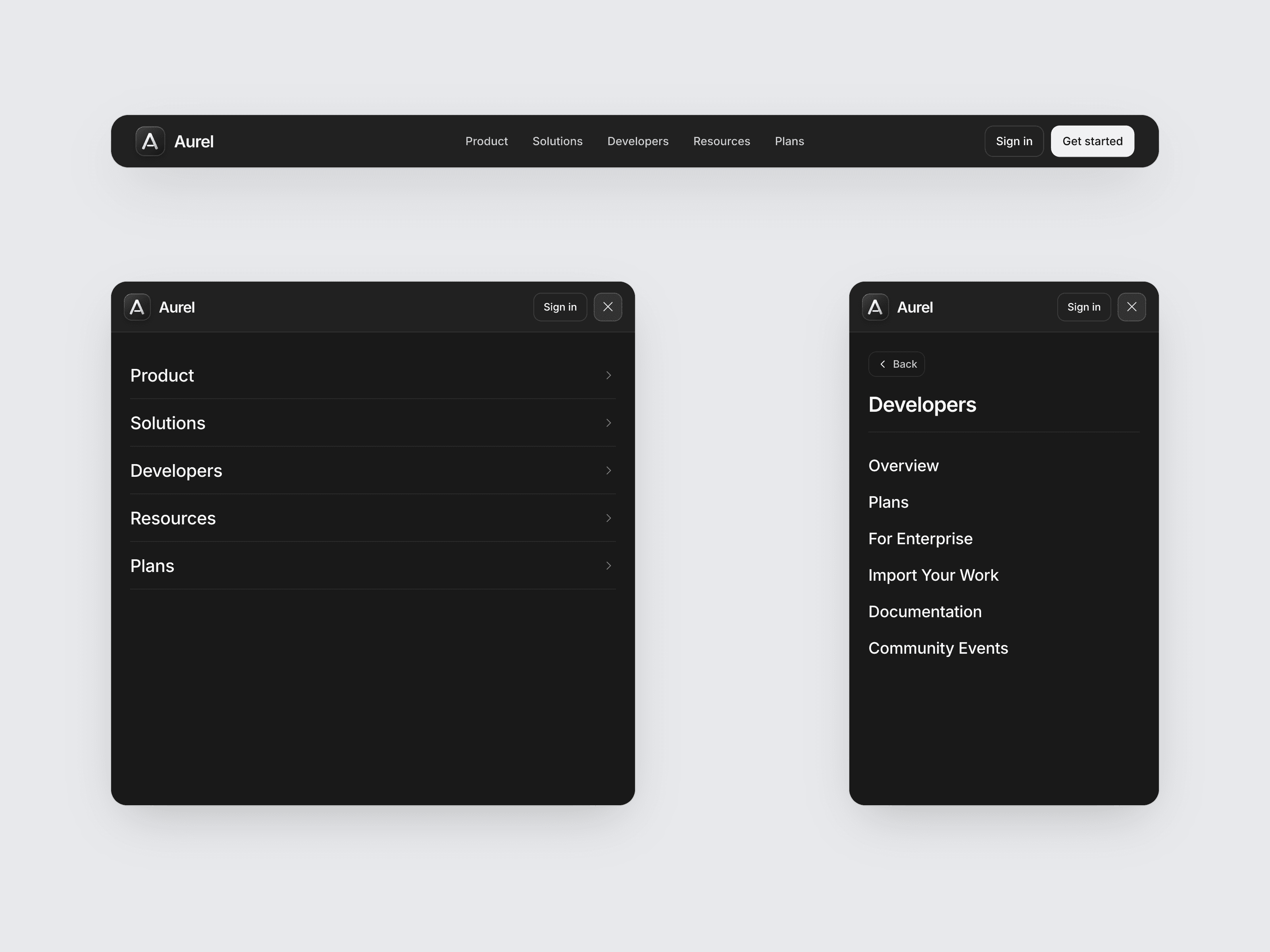 Enterprise Navbar — Framer component preview